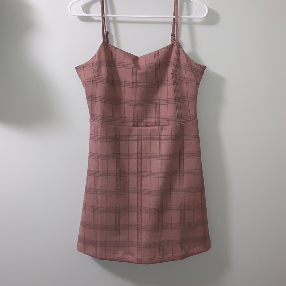 Rose pink plaid dress